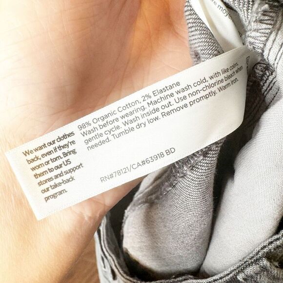 Eileen Fisher Organic Cotton Stretch Denim High-Rise Straight Leg Jeans Gray 6 - Picture 6 of 6